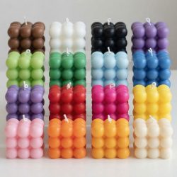 Soy Beeswax Bubble Cube Colorful Scented Pillar Candles