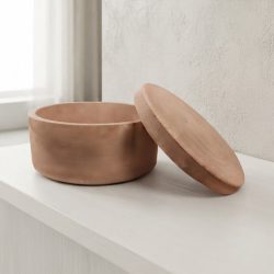 Concrete Wide Round Jar with Lid Trinket Storage Bowl