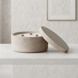 Eco Resin Round Dish Soy Coconut Scented Tri Wood Wick Candle Holder