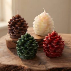 Soy Beeswax 3D Colorful Scented Pine Cone Pillar Candles