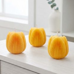 Soy Beeswax Colorful Scented 3D Tulip Flower Pillar Candles
