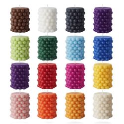 Soy Beeswax Tall Round Bubble Colorful Scented Pillar Candles