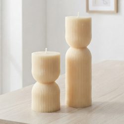 Soy Beeswax Modern Ribbed Colorful Scented Pillar Candles