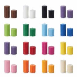 Soy Beeswax Ribbed Round Colorful Scented Pillar Candles