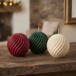 Soy Beeswax 2" Sm Wave Sphere Colorful Scented Pillar Candles