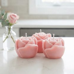 Soy Beeswax Colorful Scented 3D Rose Bud Pillar Candles