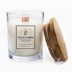 Velvet Ember Soy Coconut 7oz Jar with Bamboo Lid Candle