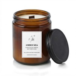 Amber Silk Soy Coconut 8oz Amber Jar with Lid Candle