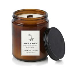 Cider & Spice Soy Coconut 8oz Amber Jar with Lid Candle