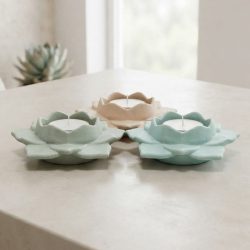 Concrete Detailed Lotus Flower Tealight Candle Holder