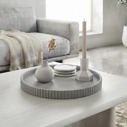 Concrete Naturals Round Ribbed Tray