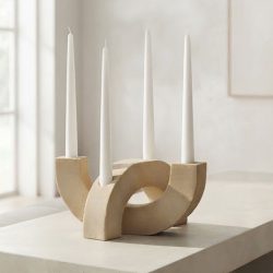 Concrete Naturals U Shape Double Taper Candle Holders 2 Piece Set